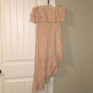 Boutique strapless lace asymmetrical dress